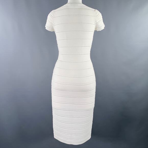 DSQUARED2 Size M White Rayon Polyamide Textured Short Sleeve Dress - Picture 4 of 15